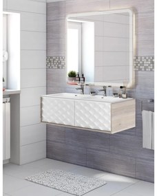 Mobile sottolavabo e lavabo Neo per doppia vasca rovere grigio/bianco L 120 x H 32 x P 48 cm 2 cassetti