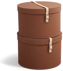 Scatole in set con coperchio/decorative marroni in cartone 2 pz ø 37,5x25 cm Rut Restore Paper Laminate – Bigso