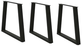 Gambe Per Tavolo Da Pranzo A V 3 Pz Nero 80x(72-73,3)cm Acciaio /