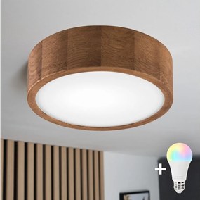 Brilagi - Plafoniera LED RGBW dimmerabile CARVALHO 1xE27/9W/230V Wi-Fi rovere diam. 27,5