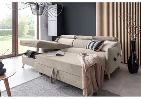 Divano letto angolare in velluto beige (angolo sinistro) Sweet Harmony - Miuform