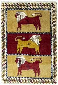 Gabbeh Tappeto 110x150 Giallo (Iran) Annodato A Mano