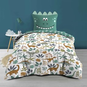 Set copripiumino e federa da bambini bianco/verde in cotone per letto singolo 140x200 cm Dina – douceur d'intérieur