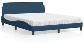Letto Con Materasso Blu 160x200 Cm İn Tessuto /