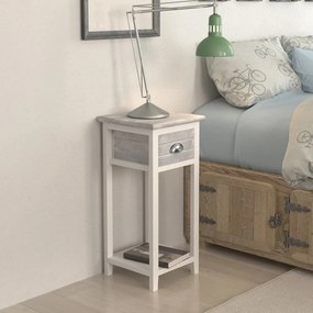 Comodino con 1 cassetto grigio e bianco