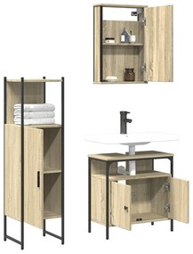 Set mobili da bagno 3 pz rovere sonoma in legno multistrato