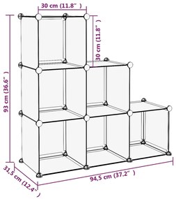 Organizzatore Portaoggetti con 6 Cubi Nero in PP