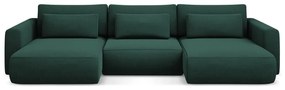 Divano angolare verde allungabile/con contenitore (a U) Kapua – Makamii
