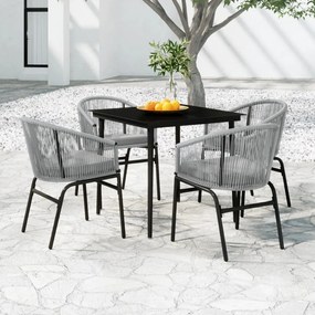 Set da pranzo da giardino 5 pz grigio