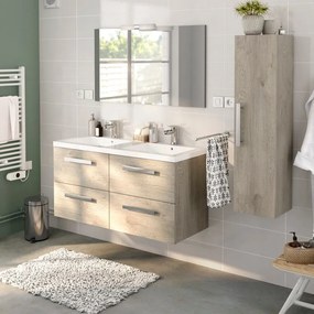 Mobile sottolavabo e lavabo Adelaide rovere naturale in truciolare L 119.5 x H 58 x P 46 cm 4 cassetti