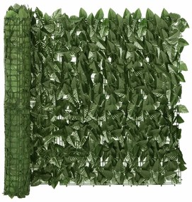 Paravento Da Balcone Con Foglie Verde Scuro 300x75 Cm /
