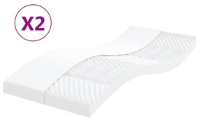 Materassi İn Schiuma 2pz Bianchi 90x200cm 7 Zone Durezza 20 Ild /