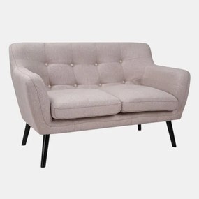 Divano 2 Posti Ellen L130 cm in Tessuto con Gambe Legno - Grigio