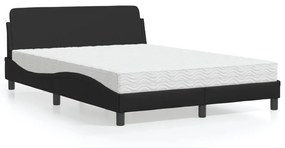 Letto Con Materasso Nero 140x190 Cm İn Similpelle /