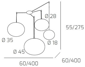 Sospensione Contemp Decentratori Soft Metallo Cromo Vetro Mix Opaco 4 E27