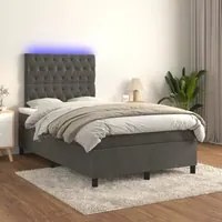 Letto a Molle con Materasso e LED Grigio Scuro 120x200 cm 3136294