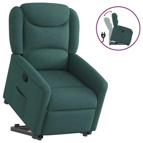 Poltrona Alzapersona Reclinabile Verde Scuro İn Tessuto /