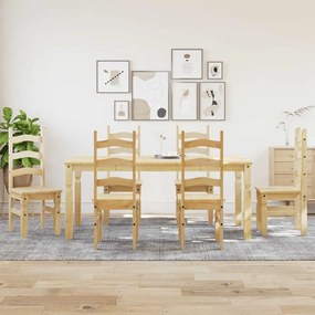 Set Da Pranzo 7 Pz Panama İn Legno Massello Di Pino /