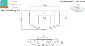 Mobile bagno 80 cm sospeso con cassetto scorrevole BN-80B - KAMALU