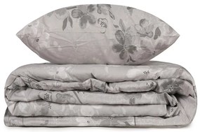 Set copripiumino e federa grigio in cotone renforcé per letto singolo 140x200 cm Elena – Mijolnir