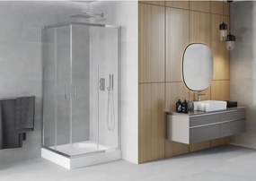Mexen Rio cabina doccia quadrata 90 x 90 cm, trasparente, cromo + piatto doccia Rio, bianco - 860-090-090-01-00-4510