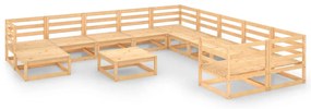 Set Divani da Giardino 12 pz in Legno Massello di Pino