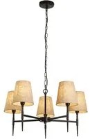 Lampadario Industrial-Nordico Gotico Acciaio Nero Tessuto 5 Luci E14