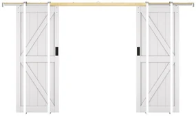 Porta scorrevole doppia con sistema a incasso 2 x H205 x 93 cm in Legno e MDF Bianco - NEFARA