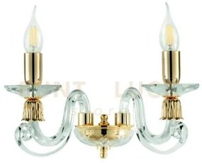 Applique 1306 2 luci trasparente e oro attacco e14 l.36cm
