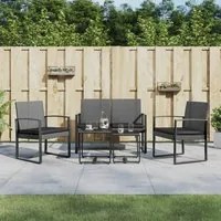 Set Pranzo da Giardino 5 pz con Cuscini PP Rattan Grigio Scuro 360217