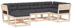 Set divani giardino 6 pz con cuscini in legno massello di pino