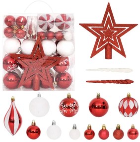 Set Addobbi Di Natale 64 Pz Rosso E Bianco /