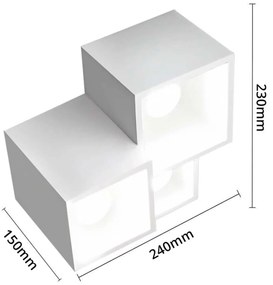 Applique da Soffitto in Gesso Pitturabile H150mm 3xGU10