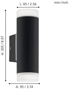 Eglo 96505 - Applique a LED da esterno RIGA 2xGU10/5W