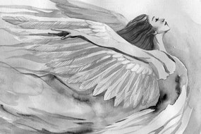 Quadro su tela – Angelo libero in bianco e nero