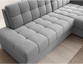 Divano angolare grigio allungabile (con penisola a destra/con chaise lounge) con rivestimento in velluto Blezalt – ELTAP
