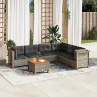 Set Divani da Giardino 7 pz con Cuscini Grigio in Polyrattan 3261864