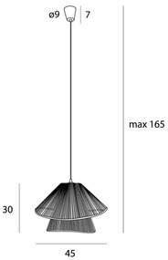 MAXLIGHT P0580 - Lampadario a sospensione con filo AMALFI 1xE27/15W/230V diametro 45 cm nero