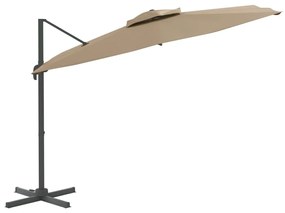 Ombrellone a Sbalzo Doppio Piano Tortora 300x300 cm