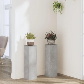 Supporti Per Piante 2 Pz Grigio 17x17x60 Cm Legno Multistrato /
