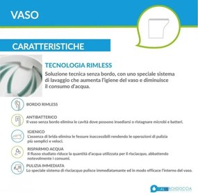 WC Filo Muro In Ceramica Bianco Rimless Morning RAK Ceramics + Copriwater