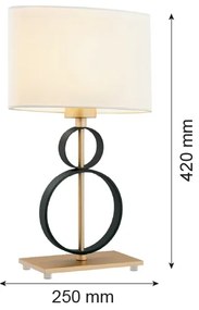 Argon 8373 - Lampada da tavolo PERSEO 1xE27/15W/230V 42 cm crema/nero