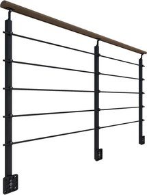 Balaustra in kit BURGER in alluminio nero, corrimano in legno faggio, L 200 cm fissaggio a parete
