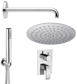 Set doccia Jacuzzi | Rubinetteria Ray con braccio incasso doccia con deviatore soffione ultraslim 25 cm e doccetta