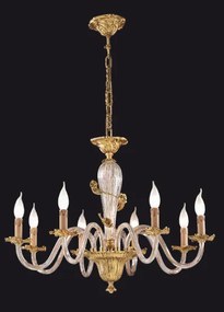 8-light chandelier crystal and brass casting - 12.261/8 - Gold Light and Crystal - Arredoluce Oro anticato 24 kt