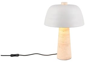 Lampada da tavolo bianca e beige con paralume in metallo (altezza totale 41 cm) Timba – Trio Select