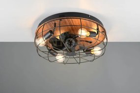 Trondheim plafoniera con ventilatore gabbia metallo nero opaco e ba...