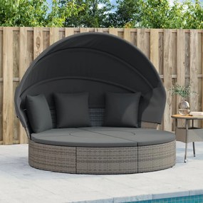 Lettino Prendisole Esterno Tetto E Cuscini Grigio İn Polyrattan /