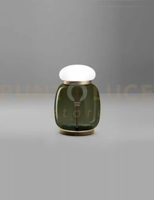 Faro lampada da tavolo g verde antico bianco montatura ottone verni...