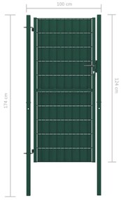 Cancello per Recinzione in PVC e Acciaio 100x124 cm Verde